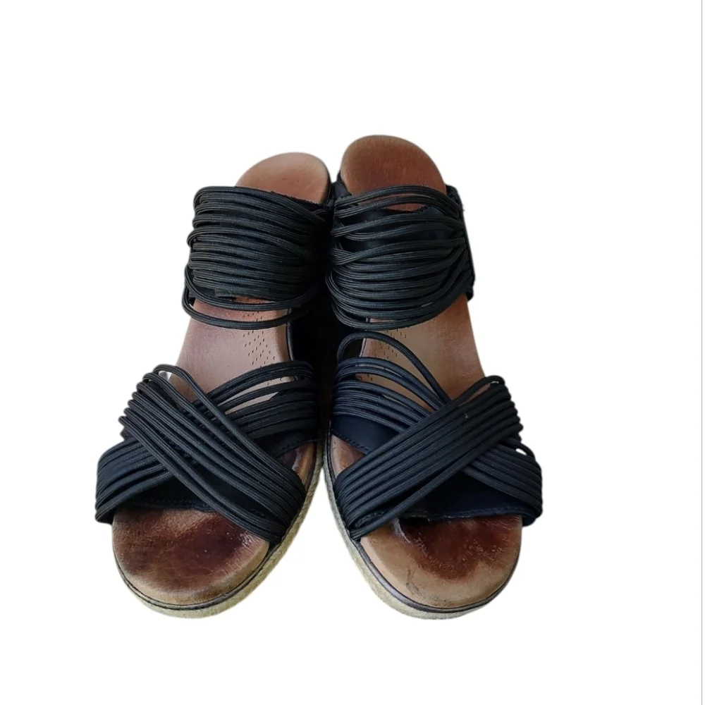 UGG  Black Leather Wedges